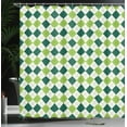 thumbnail image 4 of Ambesonne Geometric Shower Curtain, Vintage Diamond Line, 69"Wx70"L, Lime Green Dark Green, 4 of 5