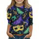 thumbnail image 2 of Blusas y camisas de manga larga con cuello redondo para niños Estampado de carnaval Camisa y top de manga 3/4 / cuello redondo tres cuartos para niños Top de poliéster para niños, 2 of 5