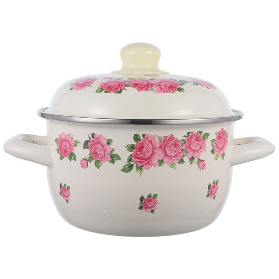 Topbathy Enamel Sauce Pot With Cover Cooking Kitchen Use 1Pcs