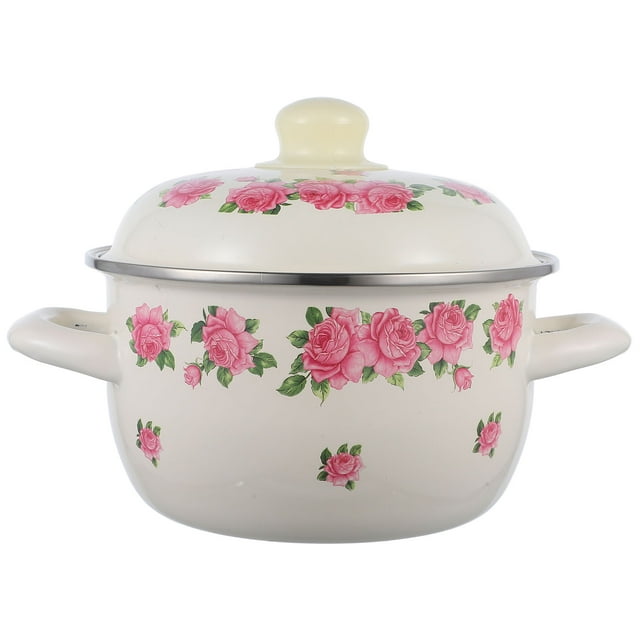 Casserole avec Couvercle pour Rétention de Chaleur Casserole en Émail 1Pcs