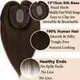 thumbnail image 3 of SEGO Human Hair Topper Clip In 100% Remy Human Hair Extensions 13*15 Silk Lace Base Topper With Bangs/Middle Part Cover Hairloss, 3 of 8