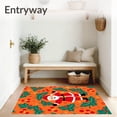 thumbnail image 3 of ODIKA 3'x5' Machine Washable Non-Slip Area Rug, Festive Holly Wreath Anti Slip Bath with Jolly Santa Claus Design High Traffic Rug with Pad, Orange, 626580, 3 of 8