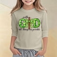 thumbnail image 2 of Toddler Girls' Shirts Long Sleeve Top St. Day Graphic Print Crew Neck Casual Shirt Top Size 4-5T ,Brown, 2 of 4