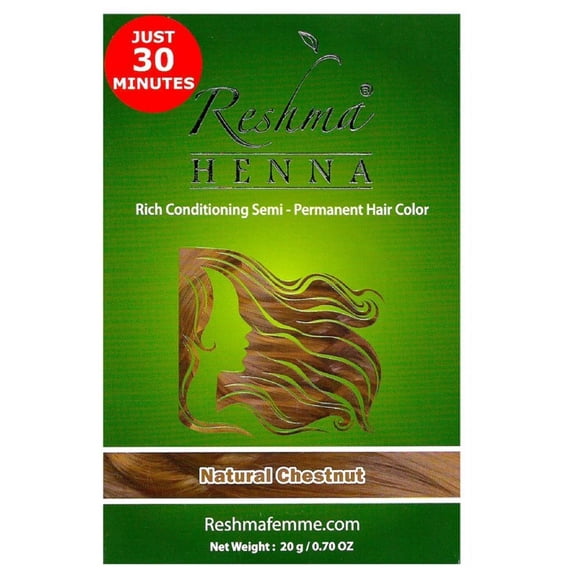 Reshma Henna Permanent Hair Color, Rich Conditioning, Natural Chestnut 0.7 Oz