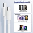 thumbnail image 3 of Cable USB C Yoele Blanco Carga Rápida Trenzado 1M 60W para iPhone, Galaxy y más, 3 of 9