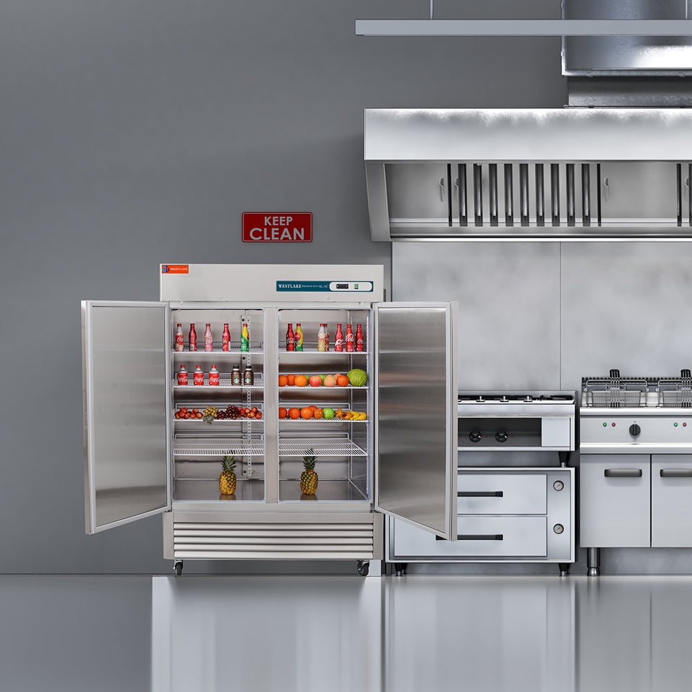 Westlake WKR-49B 49 Cu.ft Stainless Steel 2-Door Commercial Reach-In Refrigerator