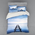 thumbnail image 2 of Ambesonne Nautical Bedding Set 3 Pcs, Old Jetty Blue Sky, Twin, Blue White Brown, 2 of 3