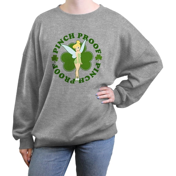 Junior's Peter Pan St. Patrick's Day Badge Pinch Proof Clover  Sweatshirt