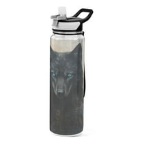 Qxltty Dark Forest Wolf King Water Bottle 32 oz with Straw BPA Free Reusable Fitness Sport Bottle Perfect for Travel School Outdoors and Gym
