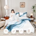 thumbnail image 4 of Manfei Watercolor Ink Painting Queen Comforter Set, Modern Abstract Art Comforter Sets Queen, White Blue, Black Reversible 3 Pieces, 1 Comforter and 2 Pillowcases, 4 of 6