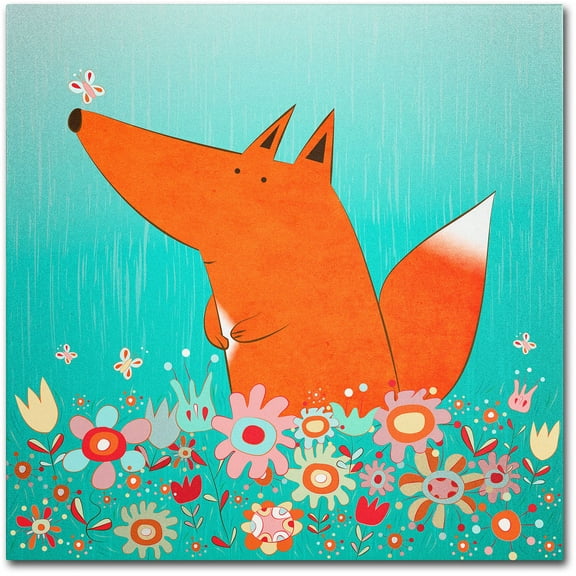 Trademark Fine Art "Fox in Flowers" Canvas Art by Carla Martell