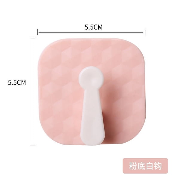 Zhuge Gancho de bloqueo de color de 20 piezas para uso doméstico, sin perforaciones, sin rastro, gancho adhesivo, gancho pequeño para llaves, gancho para ropa (rosa + blanco)