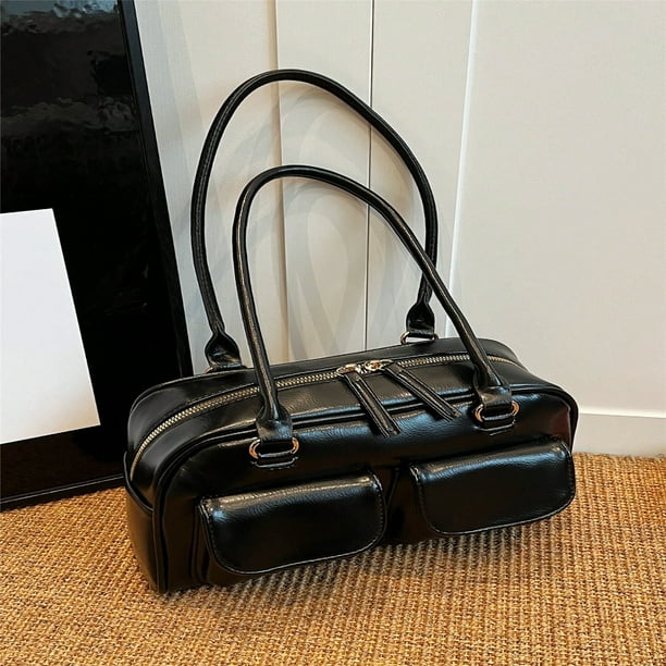 OUSITAID Black Stylish Motorcycle Style Armpit Shoulder Bag With Multiple Pockets For Work Commuting Walmart