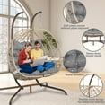 thumbnail image 5 of SEGMART 2-Person Hanging Swing Chair with Stand, Double Hanging Egg Chair with Cushion and Pillow, Foldable Wicker Rattan Patio Basket Hanging Chair for Indoor Outdoor Garden, Light Gray, 5 of 10