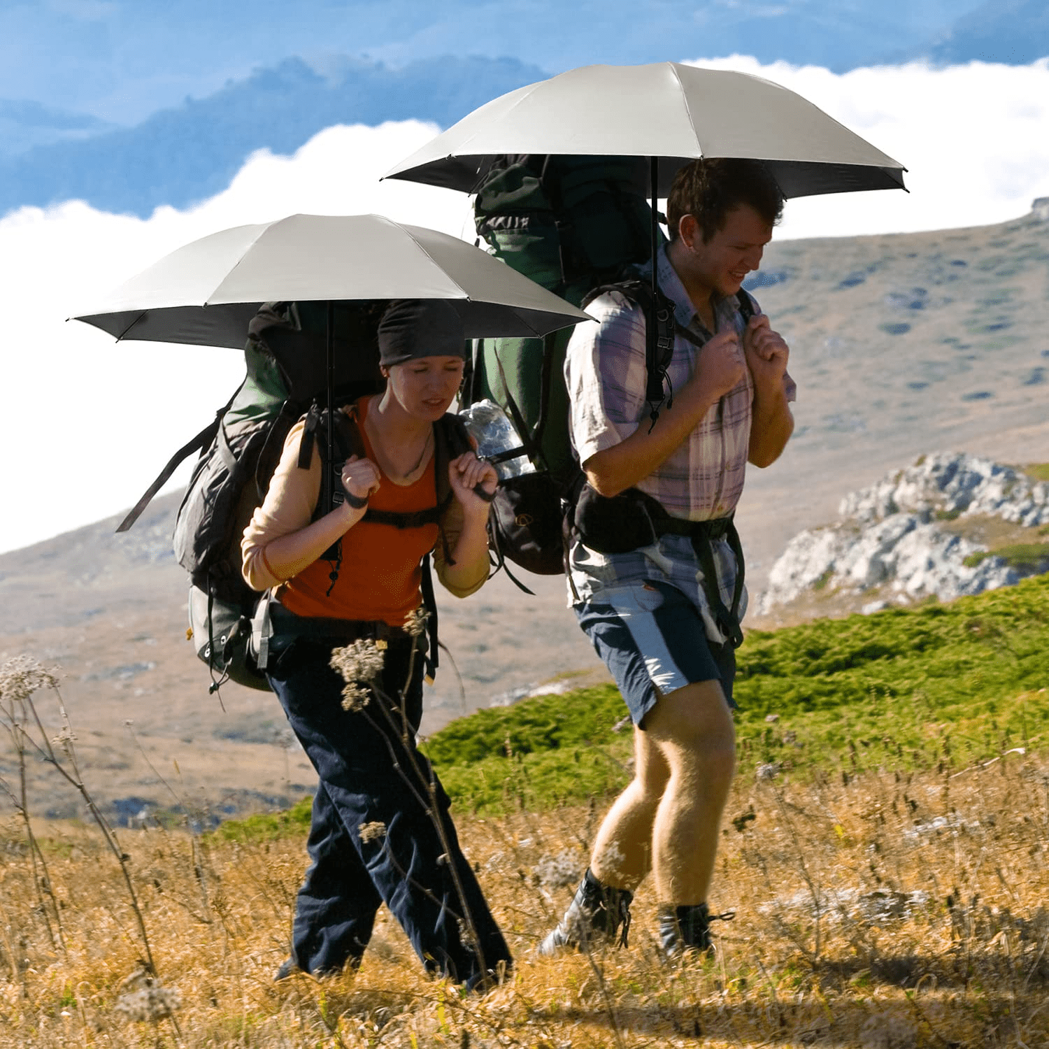 G4Free Liteflex Hiking Umbrella Mini Compact Ultralight Collapsible Reflective Silver Trekking Backpacking Umbrella