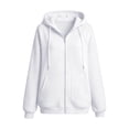 thumbnail image 7 of Hpapadks Womens Zip Up Hoodie Teen Girls Cozy Zipper Hoodie Soft Casual Street Style Womens Zip Up Sweatshirt White, 7 of 7