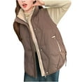 thumbnail image 5 of FAVIPT Womens Lightweight Puffer Vests Quilted Winter Warm Jacket Zip Up Stand Collar Coats Drawstring Padded Pockets Outerwear Coffee,M, 5 of 5
