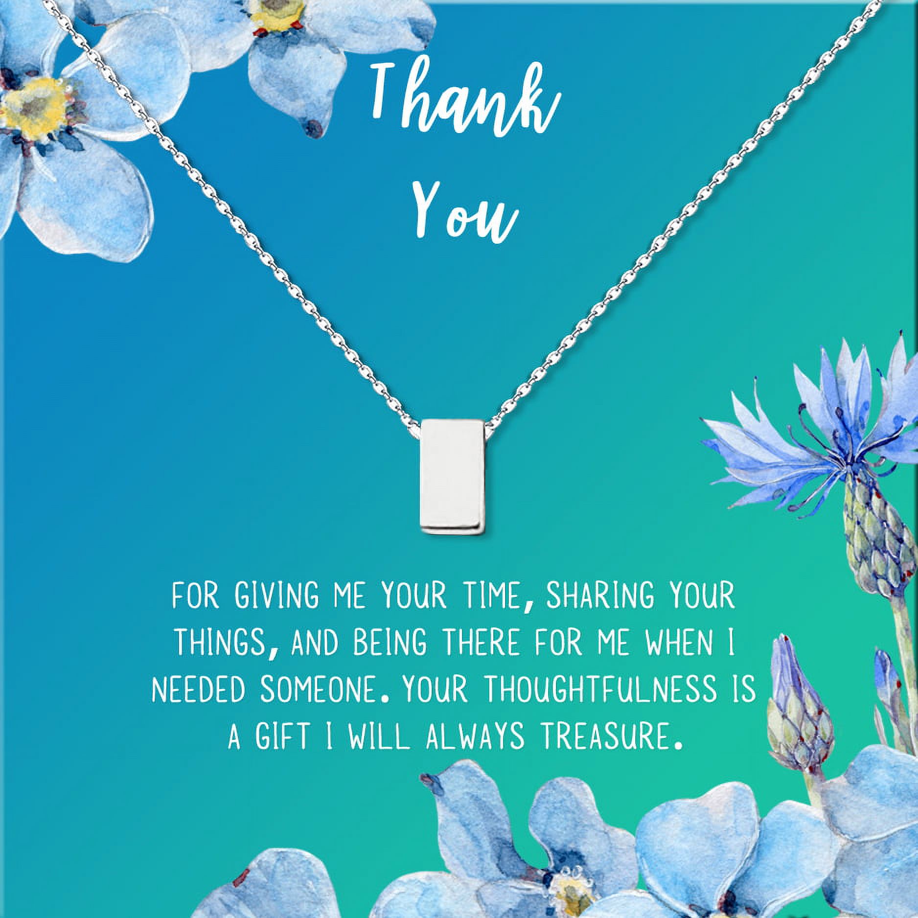 Thank you Card Jewelry Gift Set, Appreciation Gift for Mom, Thank you Gift for Friends, Mother's Day Jewery Gift for Mom, Necklace and Card Gift Set, Silver Cube Necklace and Card