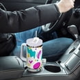 thumbnail image 4 of Yayeee 40oz Stainless Steel Tumbler with Straw and Handle Double-Wall Insulated Travel Water Bottle, Purple Abstract Shapes, 4 of 8