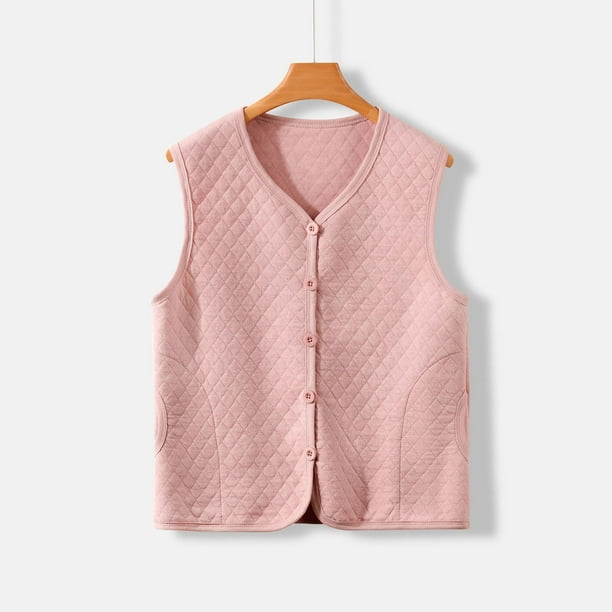 Ropa interior térmica para mujer, de invierno, de color liso, gruesa, con forro polar añadido, sin mangas, de poliéster.