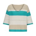 thumbnail image 6 of Timegard 3/4 Sleeve Tops for Women Striped V Neck Color Block Pullover Sweater Fall Winter Loose Knit Tops, 6 of 7