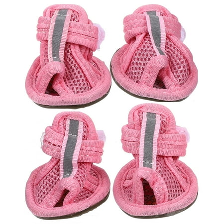 Movtotop 12pcs Summer Breathable Pets Dog Boots Mesh Sandals Dog Shoes Anti-slip Sneakers Pet Supplies (Pink) - Size 3