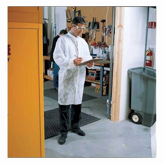 Cellucap Disposable Coat, Polypropylene, Snaps Closure, White, S 3317SGRA