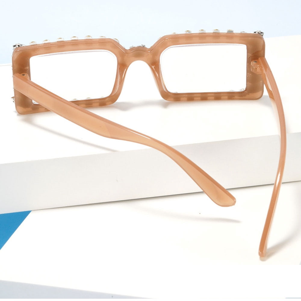 3 Pairs of Women Silver Rhinestone Brown Reading Glasses 1.00 Ladies Square Anti-Blue Light Readers +1.00 strength