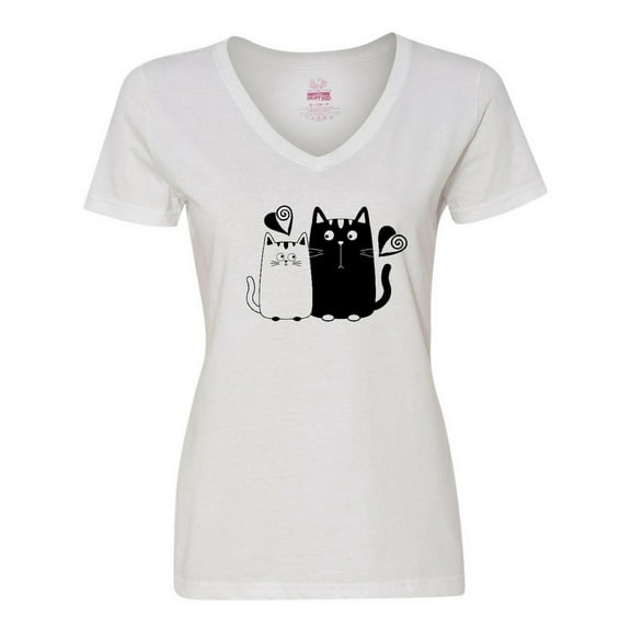 Inktastic Valentines Day Cat Couple Women's V-Neck T-Shirt