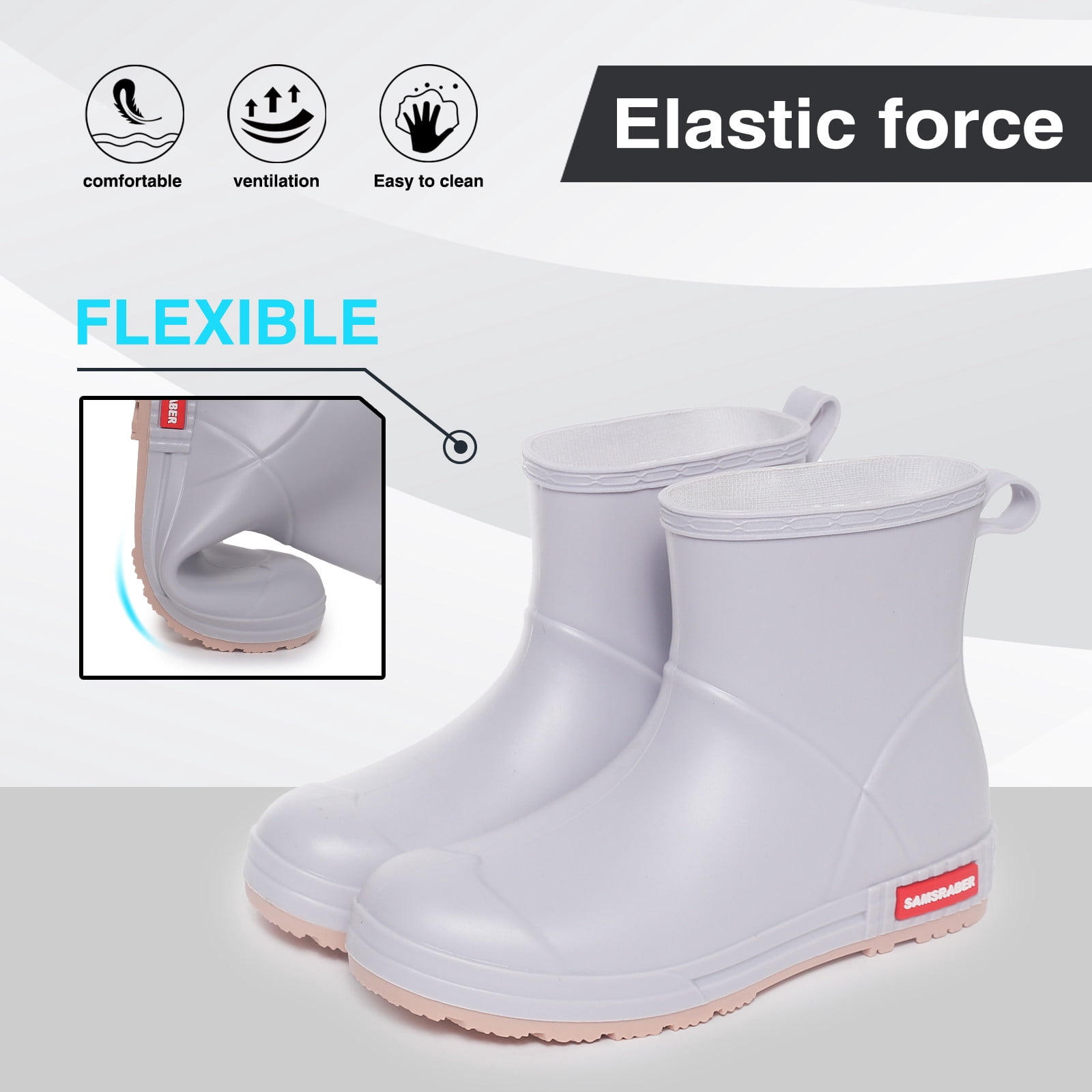 Lcamaw Rain Boots for Women & Men, Lightweight Waterproof Short Rubber Boots, Anti-Slip Mud Garden Boots Chelsea Ankle Rain Boots with Comfortable Insoles for Outdoor Work