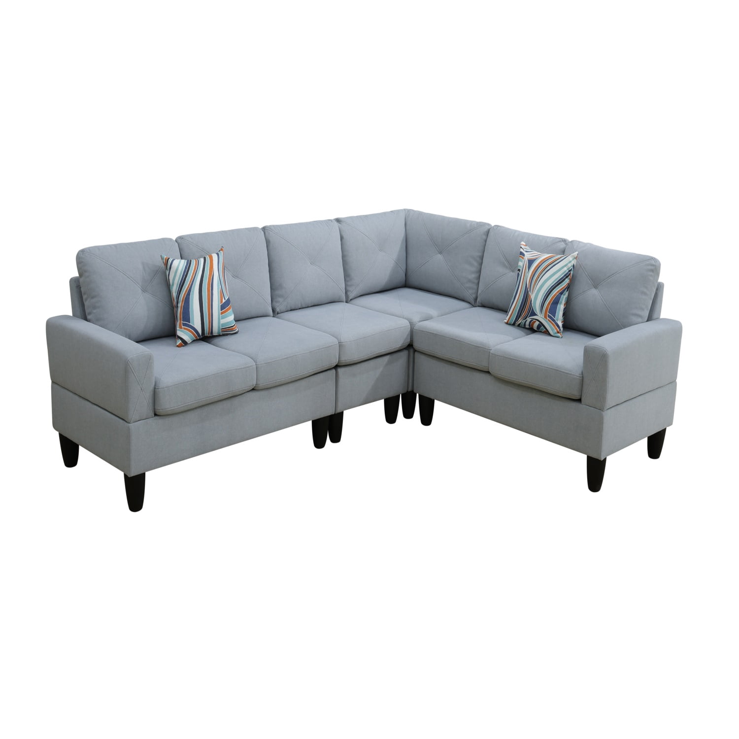 Hommoo Sofa Set,Massa Flannel 4-Piece Couch Living Room Sofa Set,Sectional Couches for Living Room,Pallid