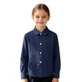 thumbnail image 6 of SGMVNU School Uniform for Girls Boys Long Sleeve Pleated Dress Shirt Lapel Collar Button Down Blouse Spring Fall, Size 9-10 Years, Navy, 6 of 6