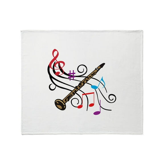 CafePress - CLARINET WITH MUSIC Throw Blanket - Soft Fleece Throw Blanket, 50"x60" for All Ages