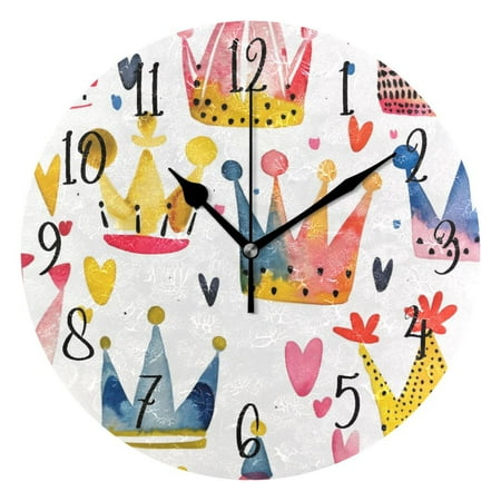 Round Clock Black Clock 9.84*9.84 Inch Round Art Clock Decorative Clock Creative Clock Dual-Purpose Clock Wall Clock Clock Fashion Decoration Lovely Tiara