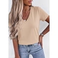 thumbnail image 7 of FreshPretty V Neck T Shirts for Women Summer Tops Spring Short Sleeve Dressy Casual Blouses Basic Tees Fashion Clothing, 7 of 7