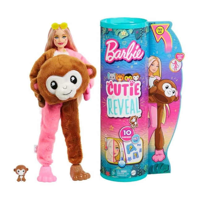 Muñeca Barbie Cutie Reveal Animales de la Selva Mono