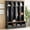 Black, variant on DTTRA 76.7" Tall Farmhouse Hall Tree with Shoe Storage Bench, 3-in-1 Entryway Coat Rack with 8 Vintage Hooks & 8 Open Cubbies, Heavy-Duty Mudroom Organizer for Living Room, Black