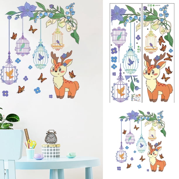 Vinilo decorativo mural de ciervos para habitación infantil | Adhesivo de pared removible | Decoración para dormitorio, guardería y hogar