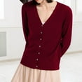 thumbnail image 5 of Jxximdong Cardigans for Women, Classic Button Down Long Sleeve V Neck Soft Knit Sweater, Women's Bolero Shrugs Red, 5 of 6