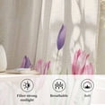 thumbnail image 6 of Pink Tulips Semi Sheer Curtains Drapes for Living Room,Bedroom,French Doors Window 45 Inches Long,Spring Floral Green Eucalyptus Leaves Rustic Rod Pocket Chiffon Curtain Drapery Voile Draperies Panel, 6 of 8