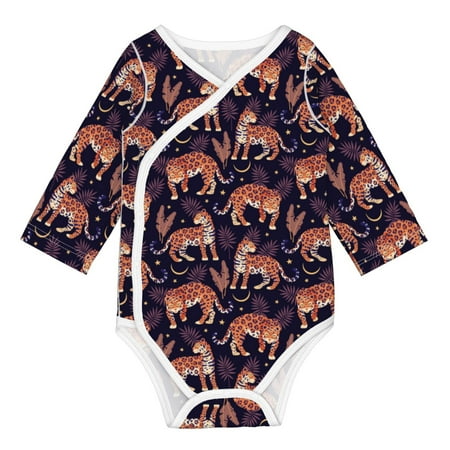 

Coaee Leopard Print for Soft Cotton Baby Long-Sleeve Bodysuit Girls Boys Bodysuit Romper