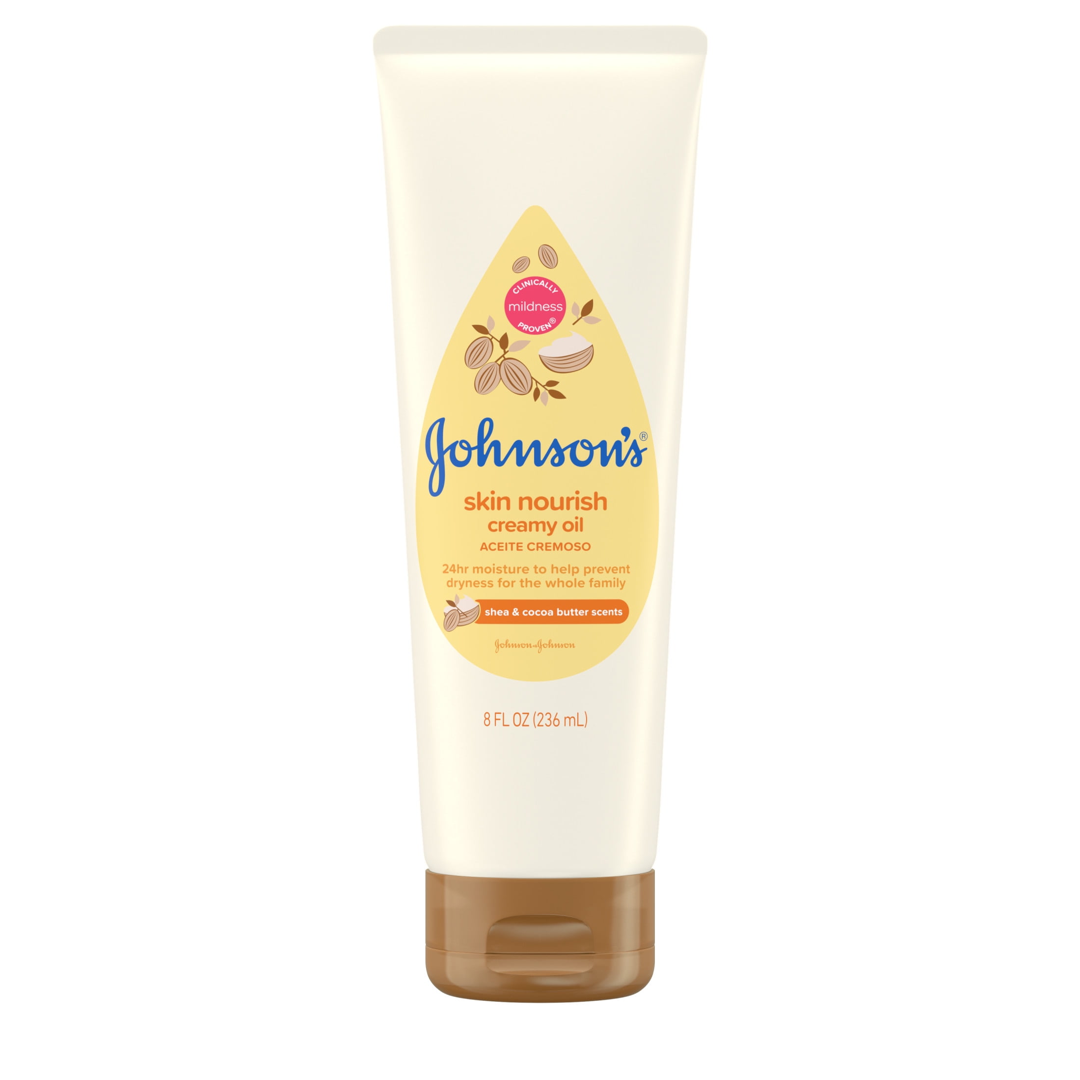 Johnson's Skin Nourish Baby Creamy Oil + Shea & Cocoa Butter Scents, 8 fl. oz