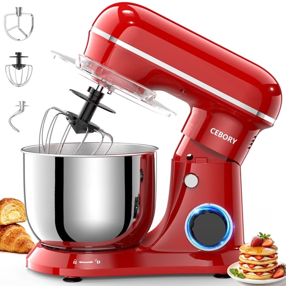 CEBORY 4 QT 3-in-1 Stand Mixer, 10-Speed Tilt-Head Electric Kitchen Mixer with Dough Hook, Beater, Whisk, and Stainless Steel Bowl for Home Baking