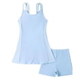 thumbnail image 3 of Girls Swimsuit 2 Piece Tankini Top with Ruffle Skirt and Boyleg Bottom Swimwear Kids Bathing Suit Light Blue Size 5-6 Y, 3 of 7