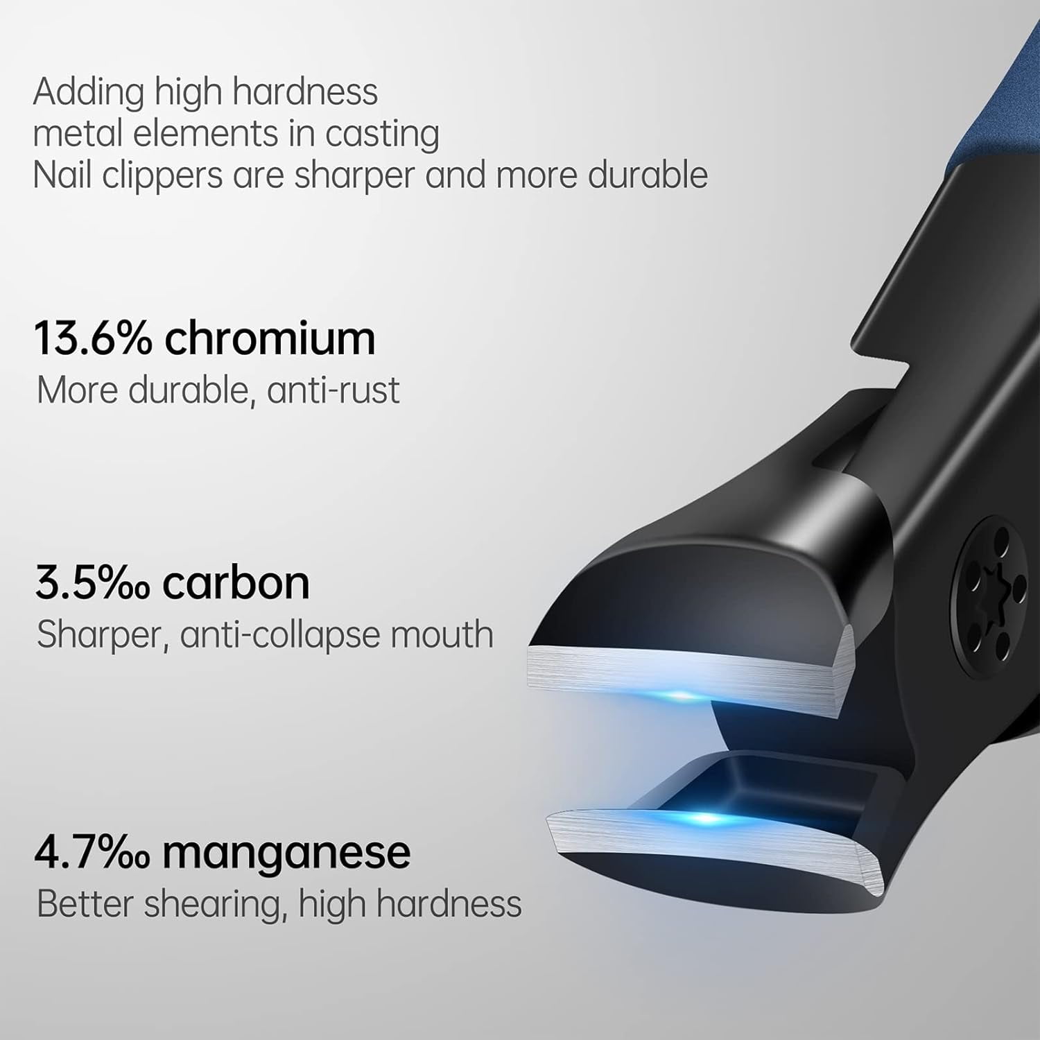 DUAIU Nail Clippers for Thick Nails Toenail Clippers Wide Jaw Nail Cutter Heavy Duty Nail Clipper Sharp Curved Toe Nail Clippers for Men and Women, Blue