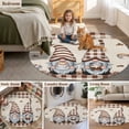 thumbnail image 5 of Coffee Gnomes Large Round Rug 8 FT, Non Slip Living Room Area Carpet, Coffee Cups Beans Beige Plaid Washable Soft Circle Rug Non-Shedding Floor Carpet for Bedroom Office Dining Room, 5 of 9