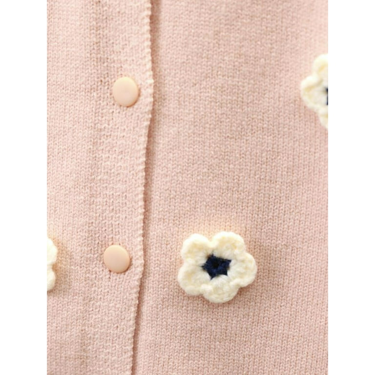 YiLvUst Girl Floral Knit Cardigan Button-down Long Sleeve YiLvUst Girl Floral Knit Cardigan Button-down Long Sleeve