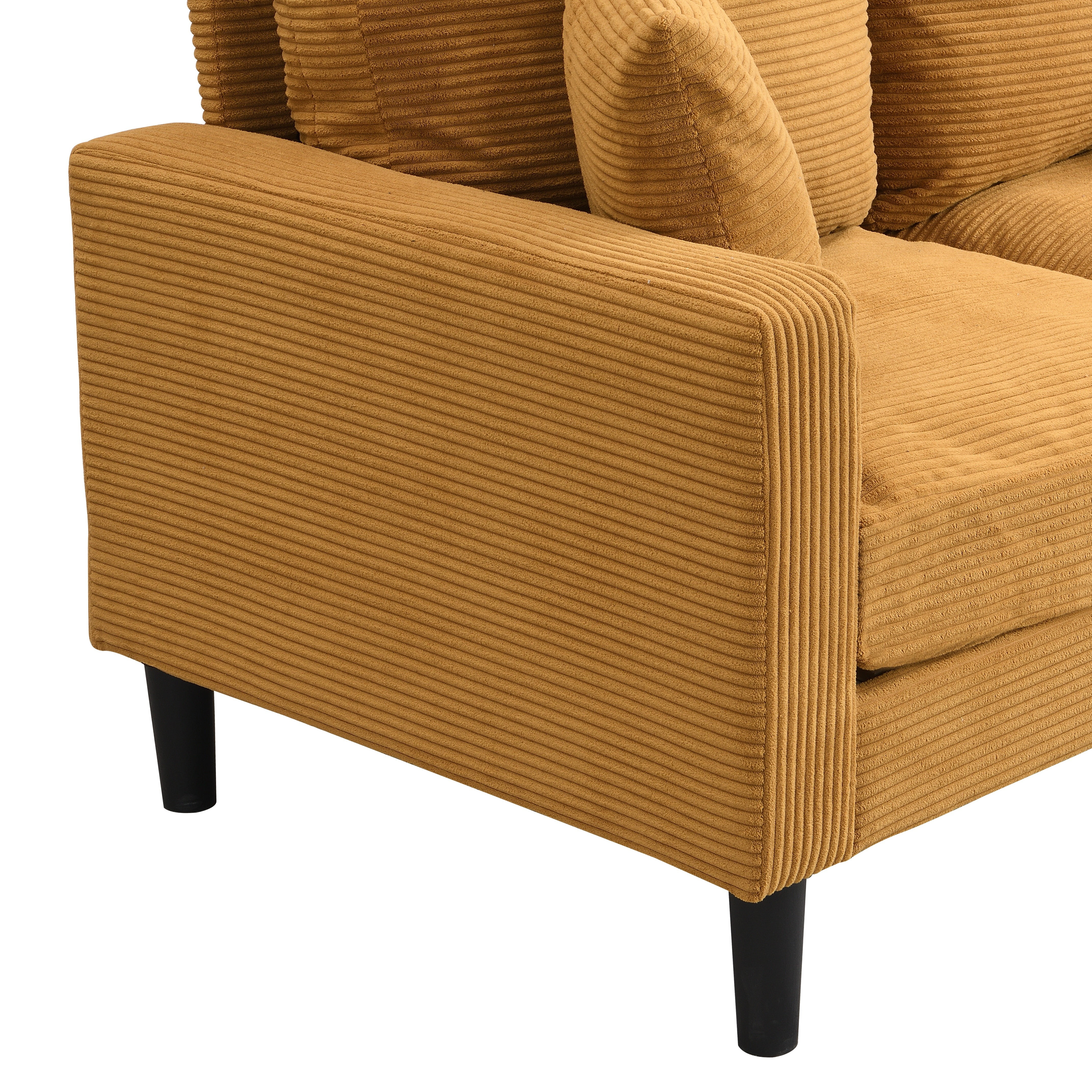 Aukfa Corduroy 2-Seater Loveseat Sofa, 57"W x 27.6"D, Small Space Friendy, Orange