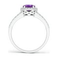 thumbnail image 2 of ANGARA Natural Oval 1.15 ct Amethyst Split Shank Halo Ring in 14K White Gold for Women (Size-8x6mm) | February Birthstone, Birthday, Anniversary, Jewelry Gift for Women | Natural Amethyst Ring, 2 of 9