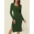 thumbnail image 2 of DARING DIVA Slim Fit Ribbed Knit Bodycon Sweater Dress L Green, 2 of 6